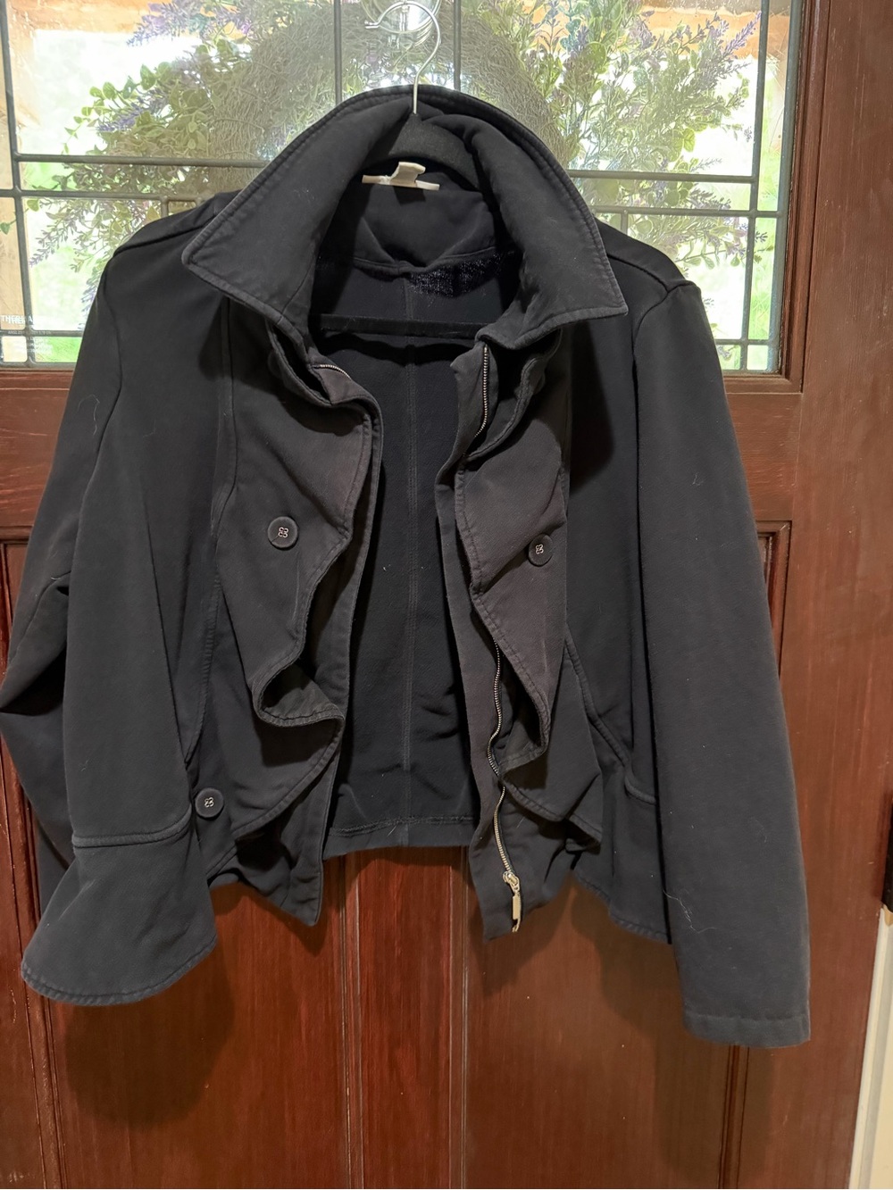 Womens Black Ruffle Front Jacket - Style & Co.